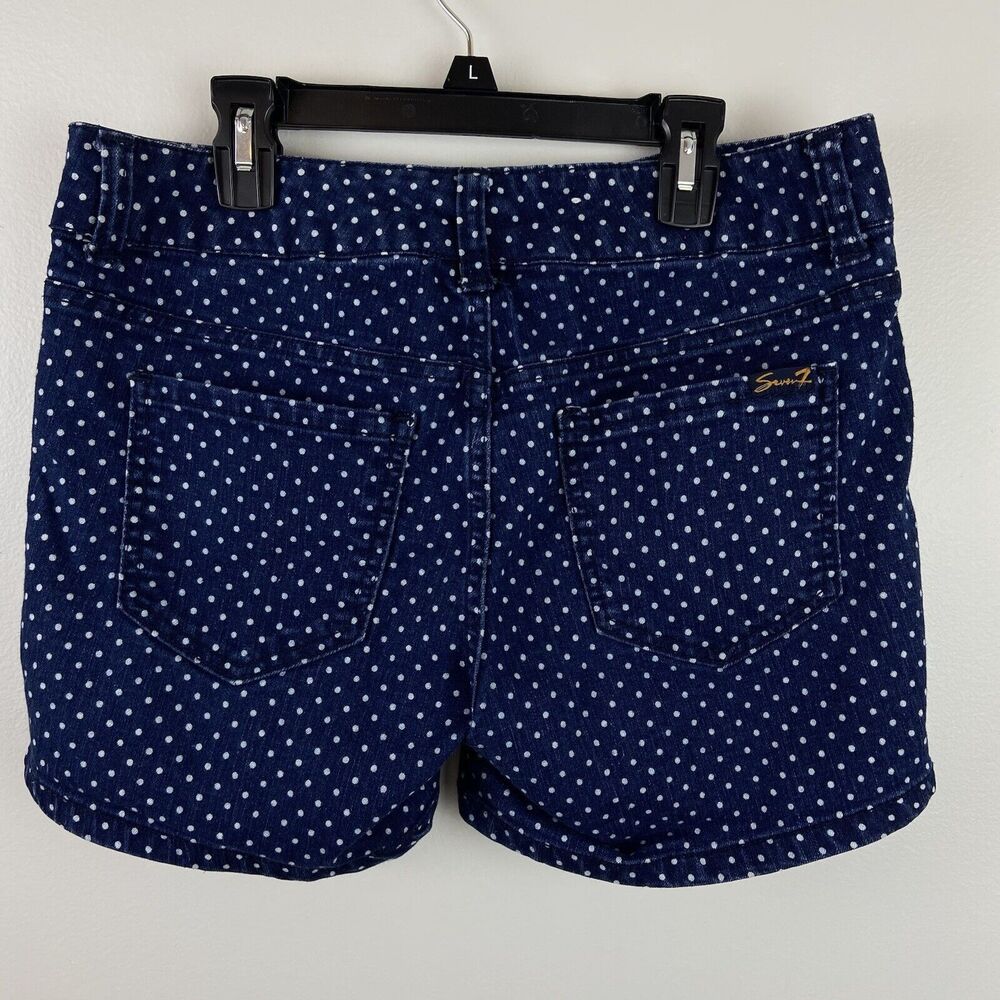Seven7 Shorts Polka Dot Denim Blue Cotton Stretch Classic Womens 8 - Picture 4 of 8